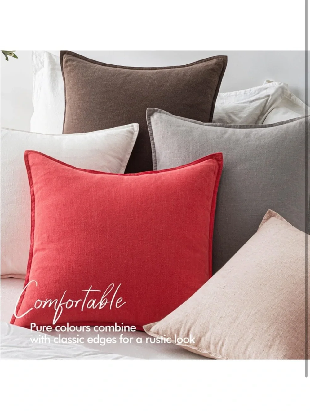 EMEMA Throw Pillow Covers Decorative Linen Pillow Covers 24x24 Red Boho 868-bb8